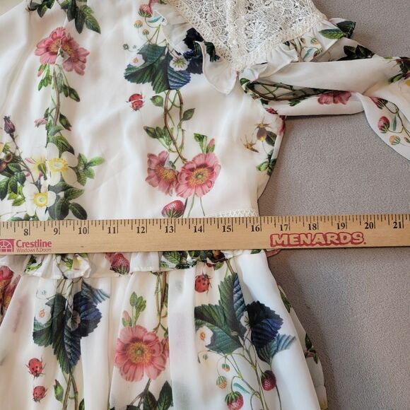 Ted Baker White Oracle Floral lace Ruffle Dress Size US 8 - Picture 8 of 13